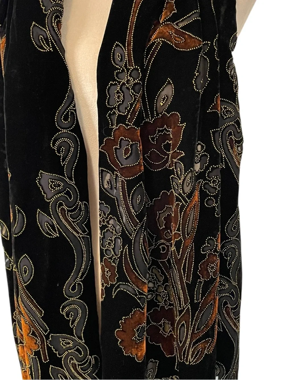 ManaGrove & NY Black Velvet Burnout  Fringe Scarf